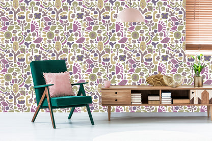 Wallpaper Ethnic Patterns In Retro Style