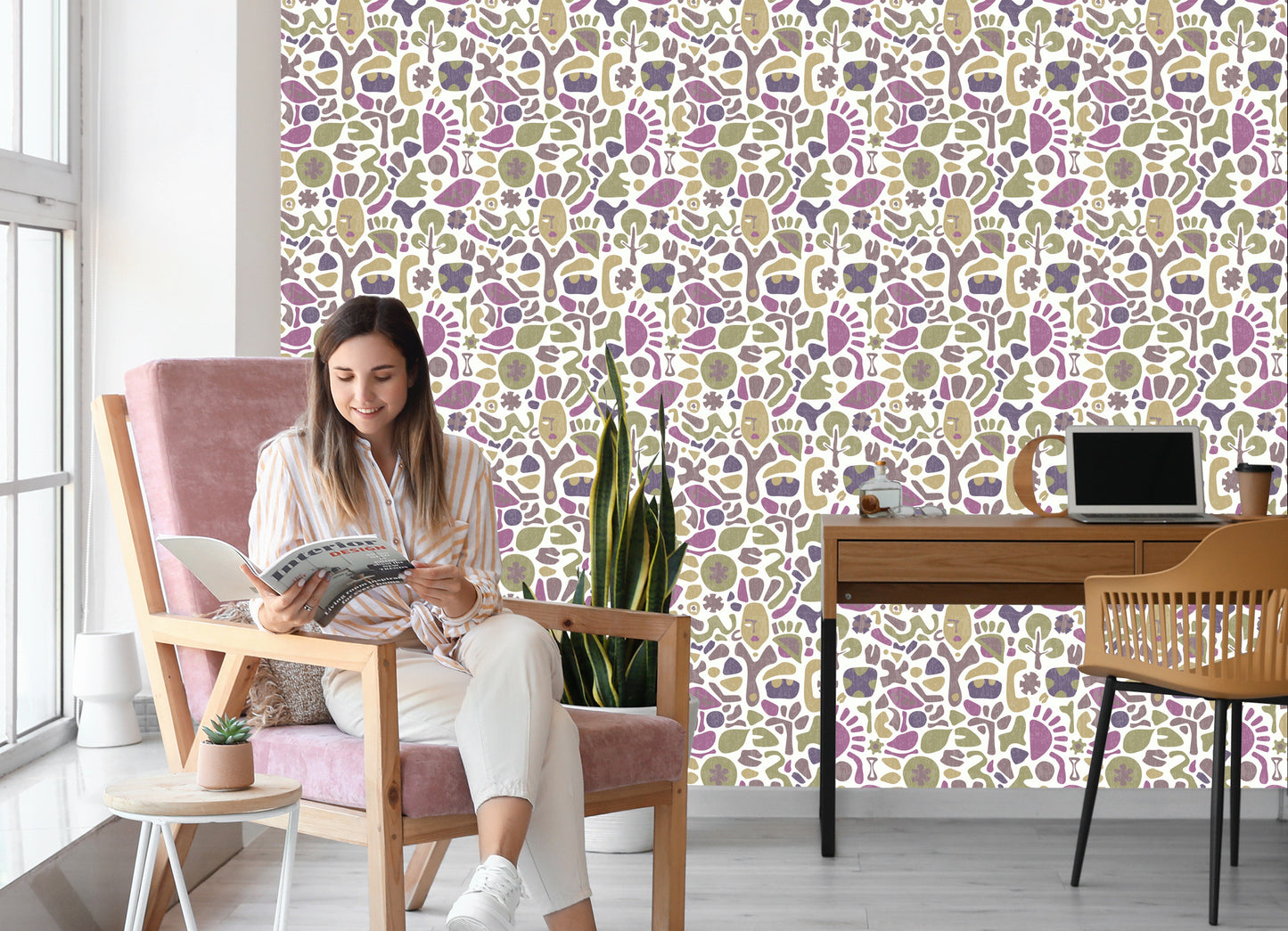 Wallpaper Ethnic Patterns In Retro Style