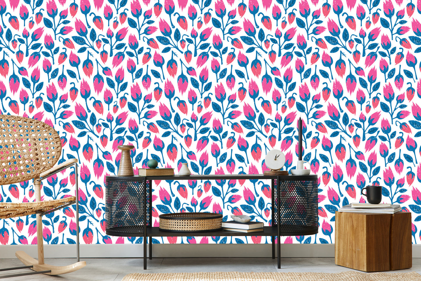Wallpaper Flowers In Retro Style