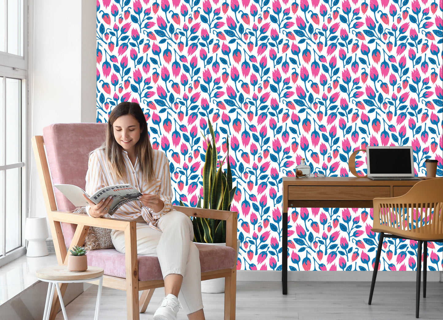 Wallpaper Flowers In Retro Style