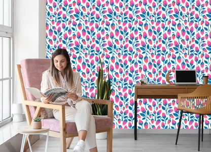 Wallpaper Flowers In Retro Style