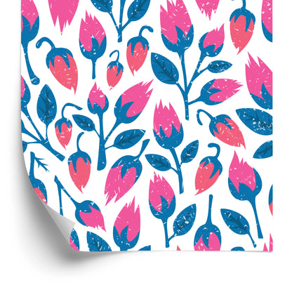 Wallpaper Flowers In Retro Style