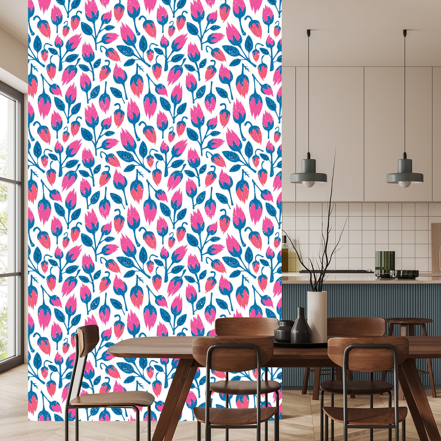 Wallpaper Flowers In Retro Style