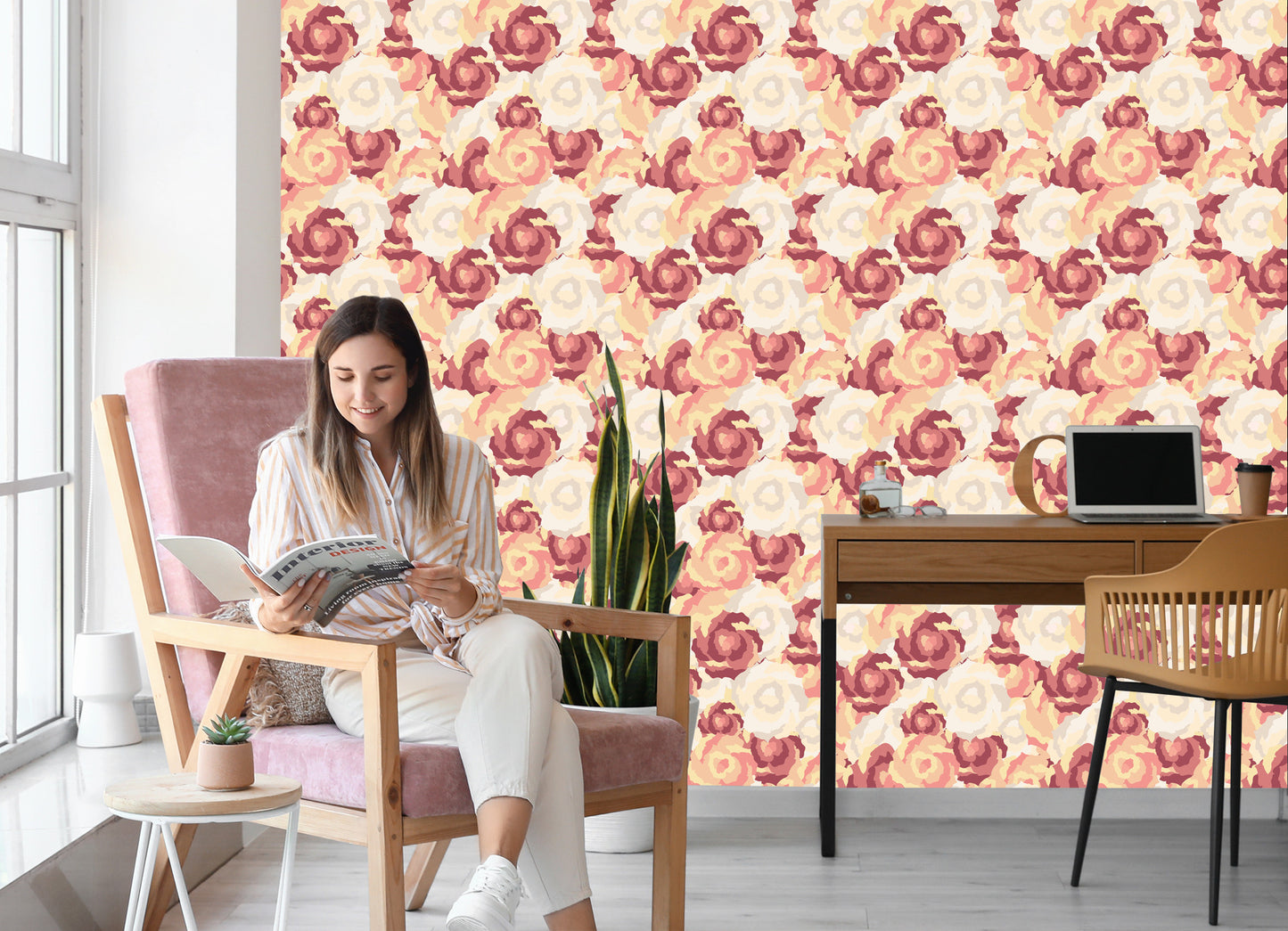 Wallpaper Retro Roses As Painted