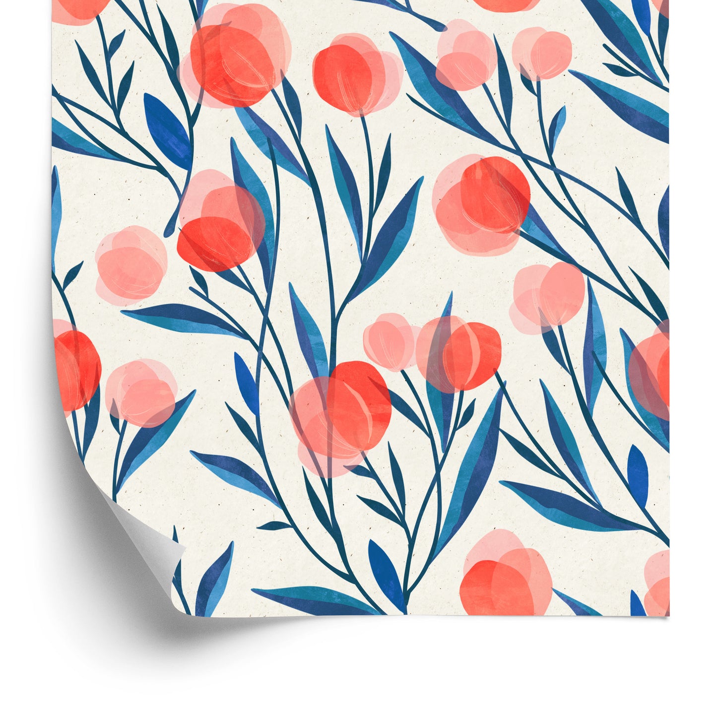 Wallpaper Colorful Retro Flowers And Leaves