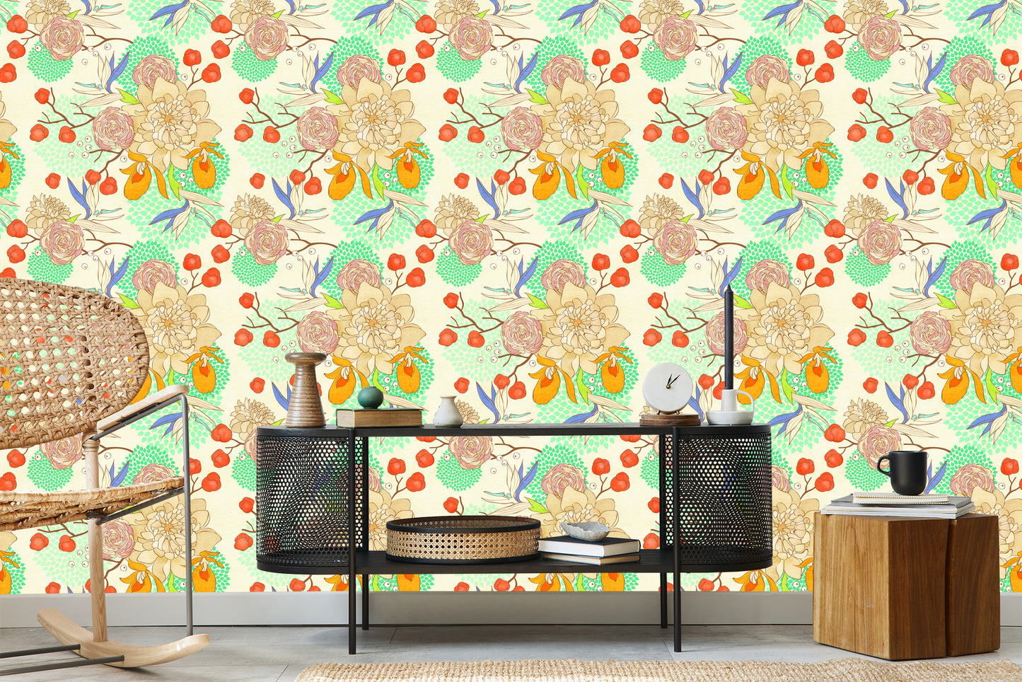 Wallpaper Retro Flowers