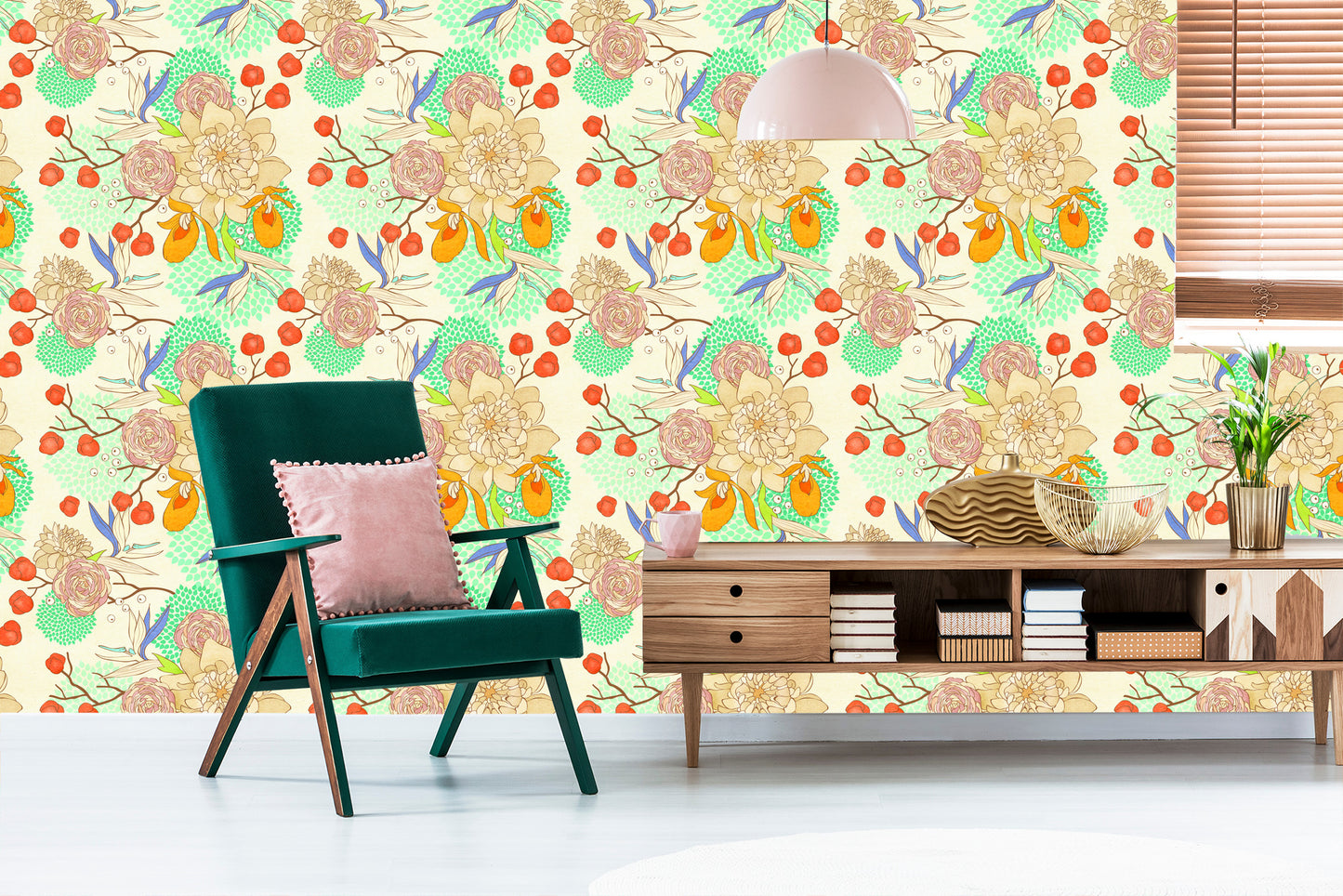 Wallpaper Retro Flowers