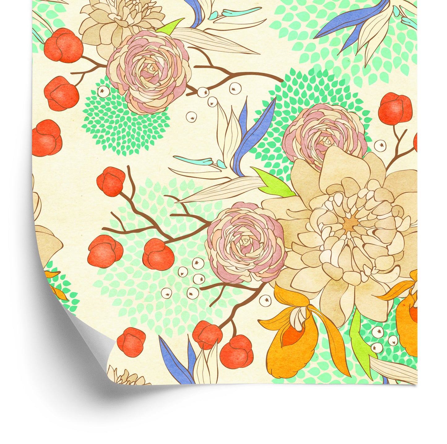 Wallpaper Retro Flowers