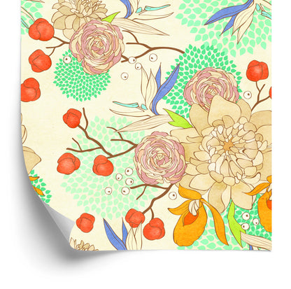 Wallpaper Retro Flowers