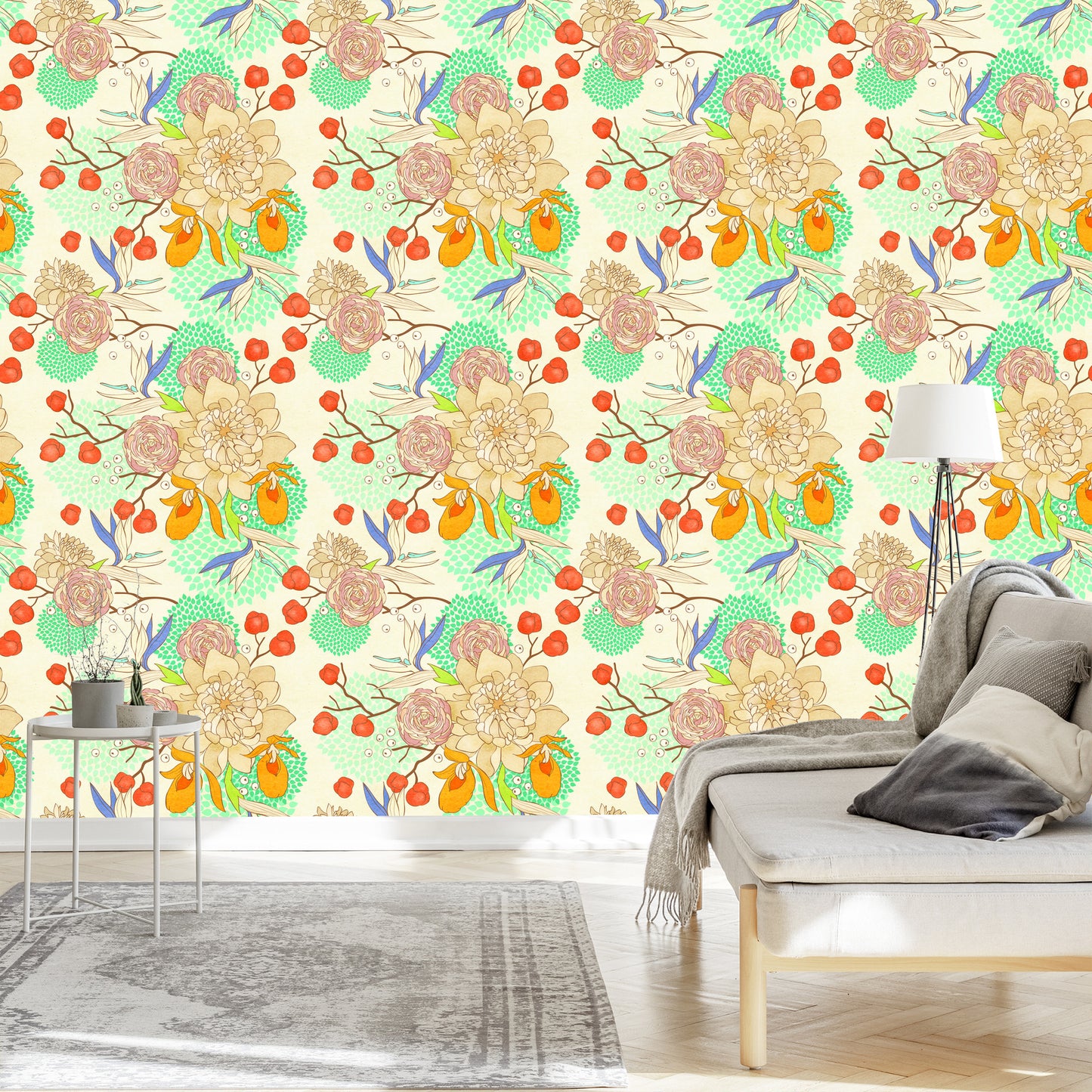 Wallpaper Retro Flowers