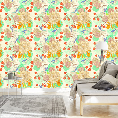 Wallpaper Retro Flowers