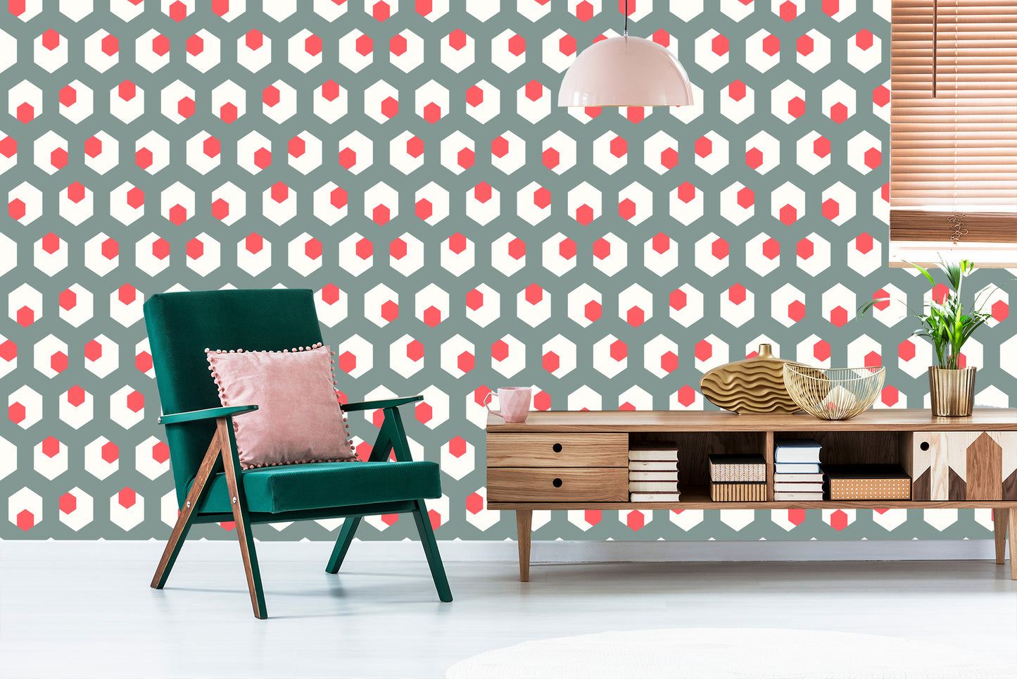 Wallpaper Geometric Figures In Retro Style