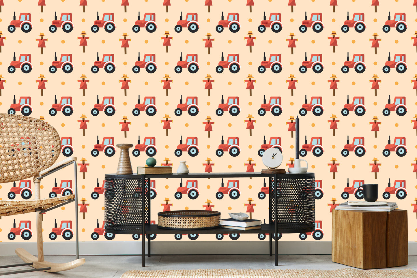Wallpaper Tractors With Scarecrows