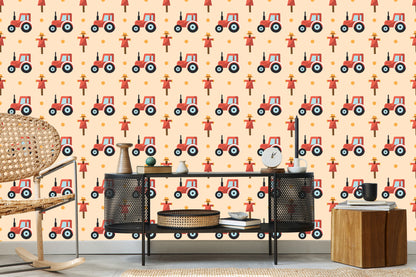 Wallpaper Tractors With Scarecrows