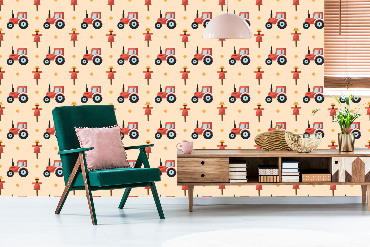 Wallpaper Tractors With Scarecrows