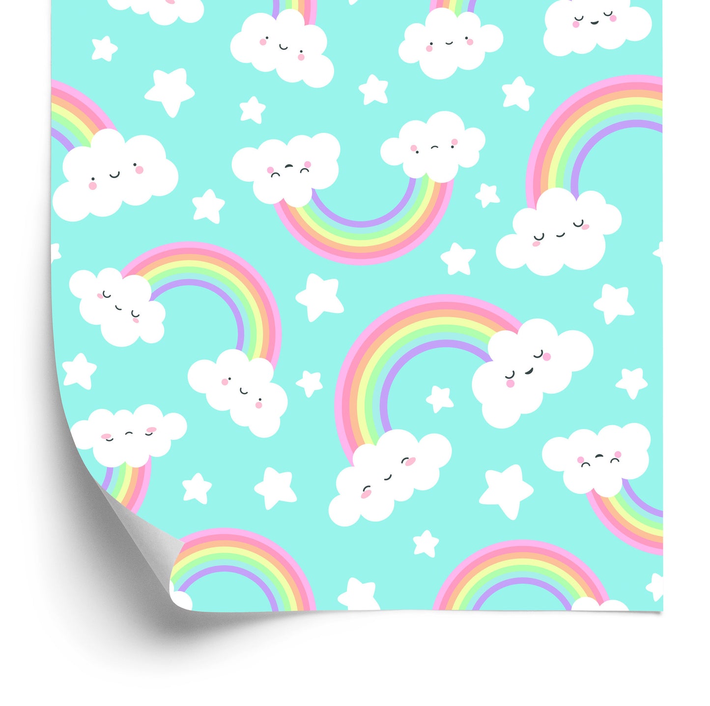 Wallpaper For Children - Happy Clouds And Rainbow
