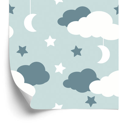 Wallpaper For Children - Stars, Clouds And Moons