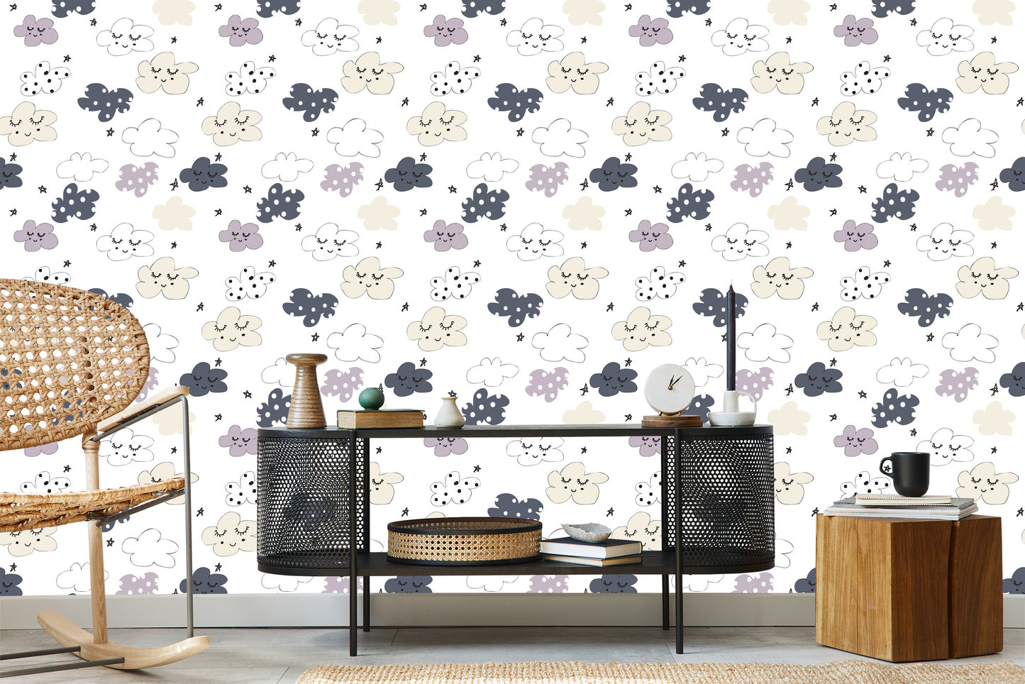 Wallpaper For Children - Stars And Clouds
