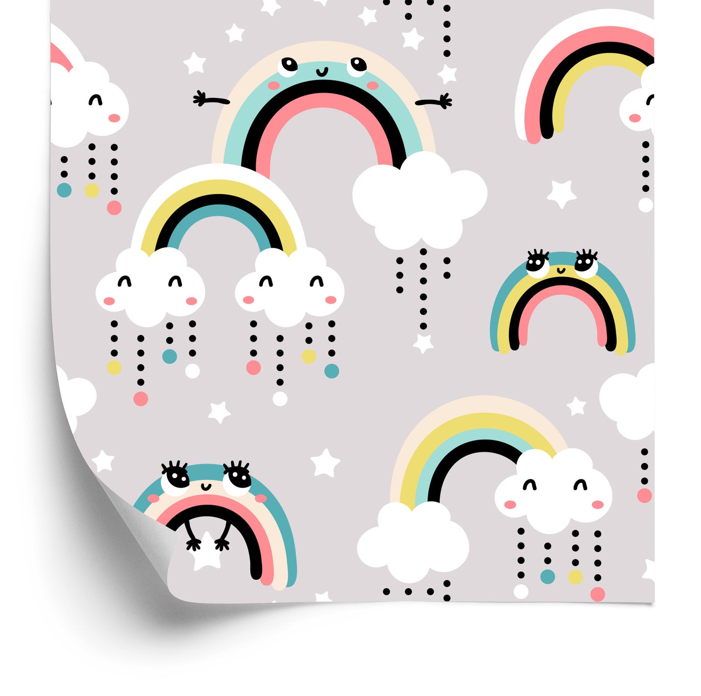 Wallpaper For Children - Happy Colorful Rainbows And Clouds