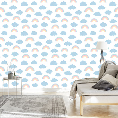 Wallpaper Rainbow On The Cloud Background