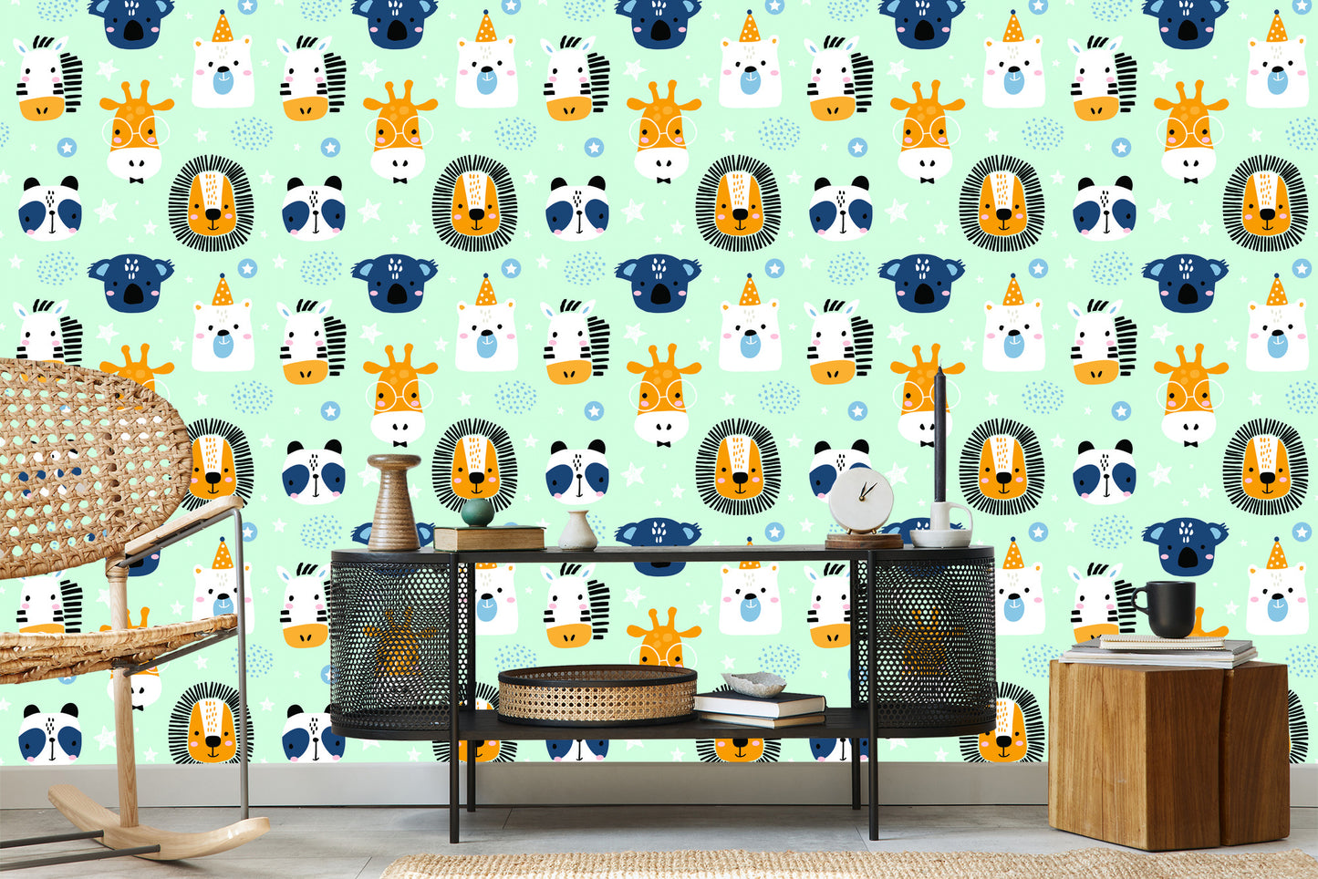 Wallpaper For Children - Happy Animals In Stars