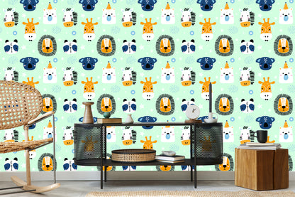 Wallpaper For Children - Happy Animals In Stars