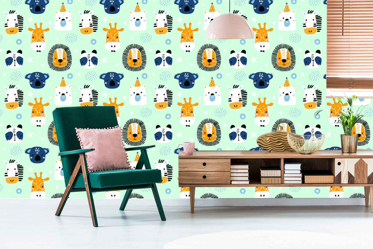 Wallpaper For Children - Happy Animals In Stars