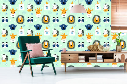 Wallpaper For Children - Happy Animals In Stars
