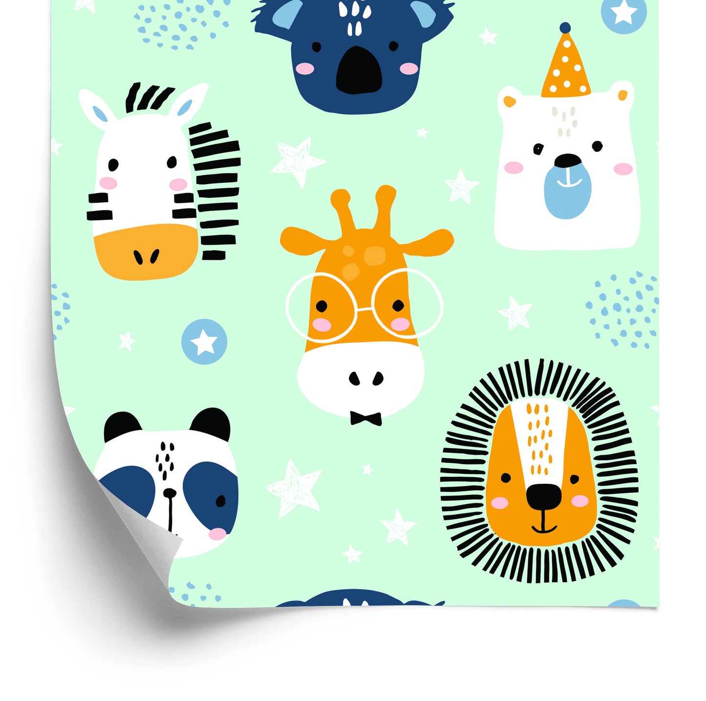 Wallpaper For Children - Happy Animals In Stars