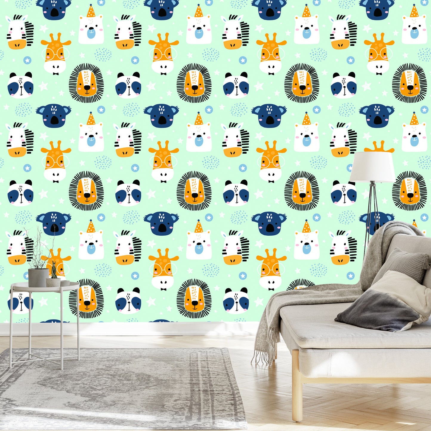 Wallpaper For Children - Happy Animals In Stars