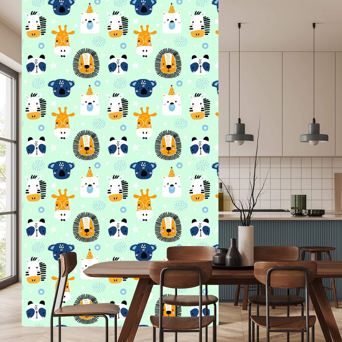 Wallpaper For Children - Happy Animals In Stars