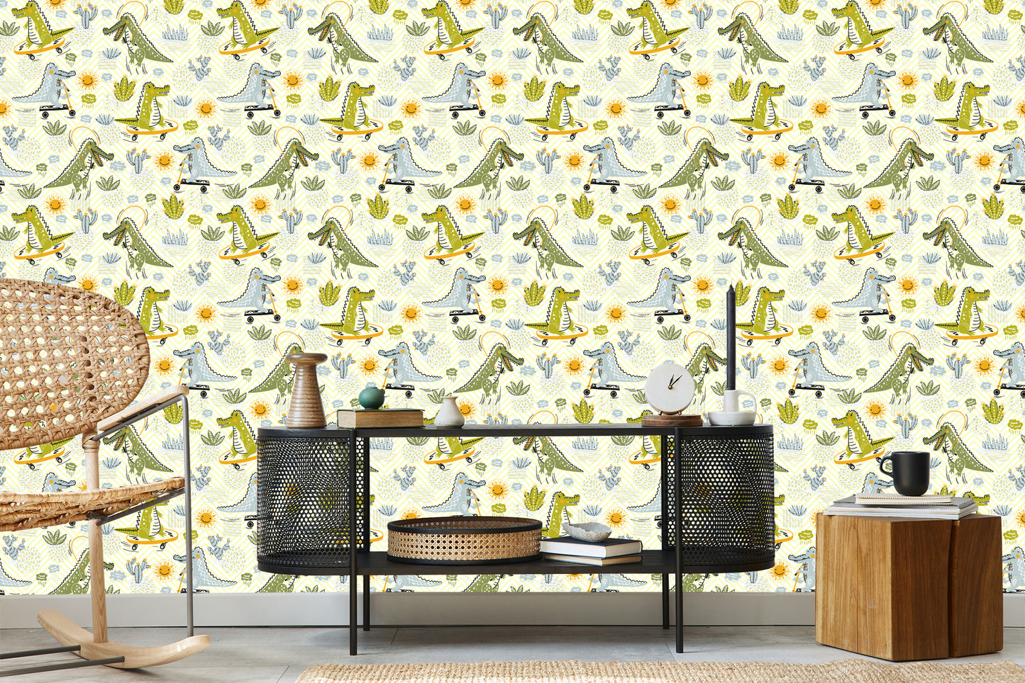 Wallpaper For Kids, Crocodiles, Cacti, Skateboards