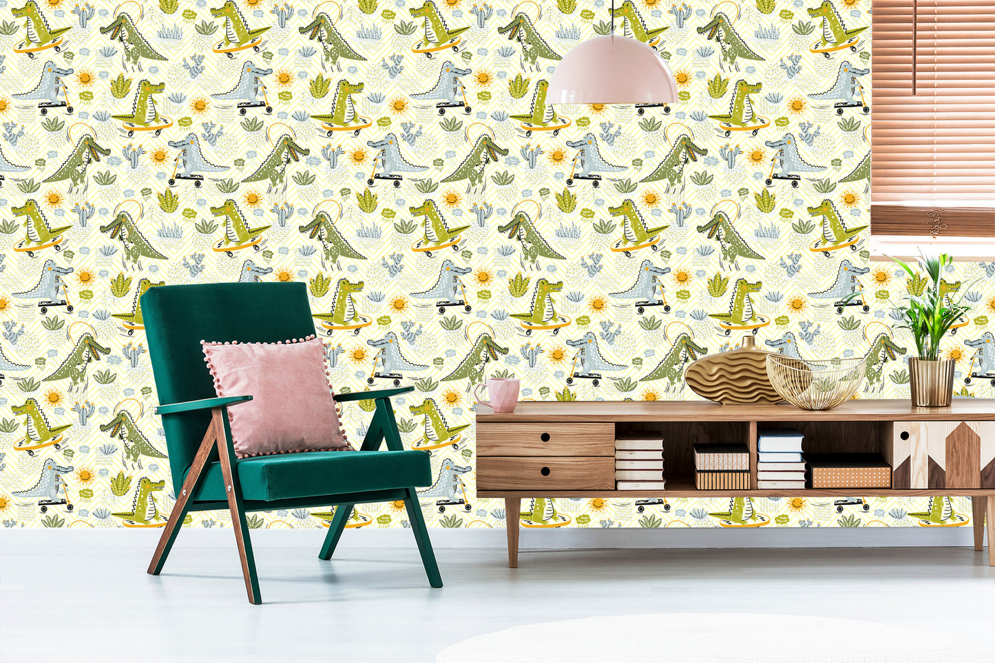 Wallpaper For Kids, Crocodiles, Cacti, Skateboards
