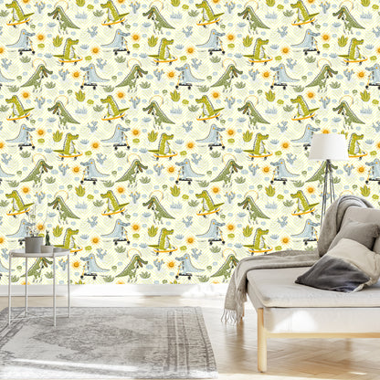 Wallpaper For Kids, Crocodiles, Cacti, Skateboards