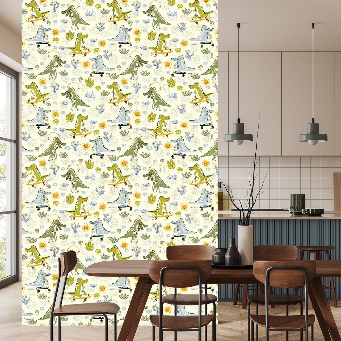 Wallpaper For Kids, Crocodiles, Cacti, Skateboards