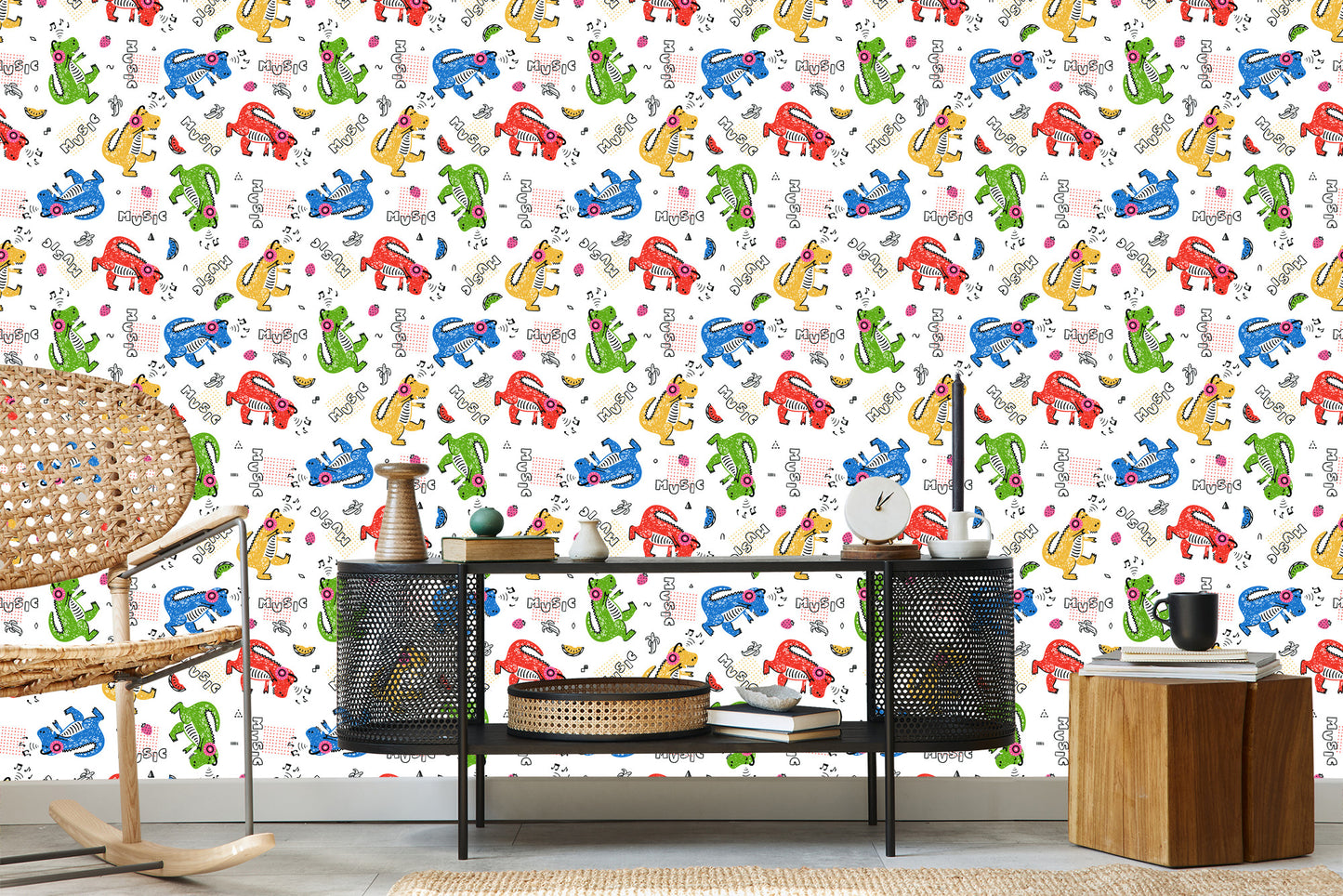 Wallpaper Colorful Crocodile Notes For A Child's Room