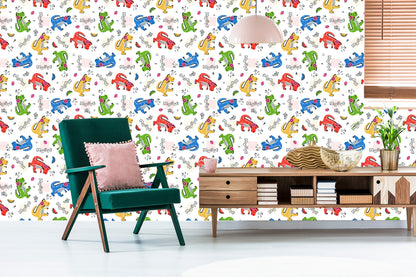 Wallpaper Colorful Crocodile Notes For A Child's Room