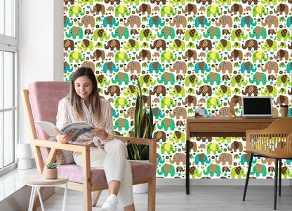 Wallpaper For Children, Elephants, Animals, Flowers, Hearts