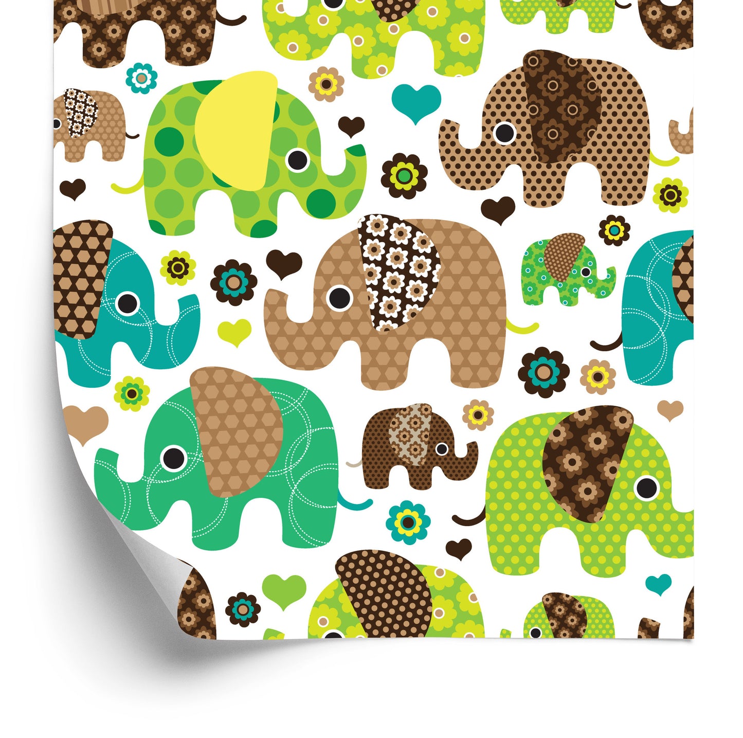 Wallpaper For Children, Elephants, Animals, Flowers, Hearts
