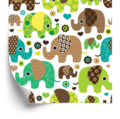 Wallpaper For Children, Elephants, Animals, Flowers, Hearts