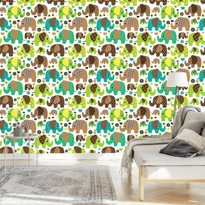 Wallpaper For Children, Elephants, Animals, Flowers, Hearts