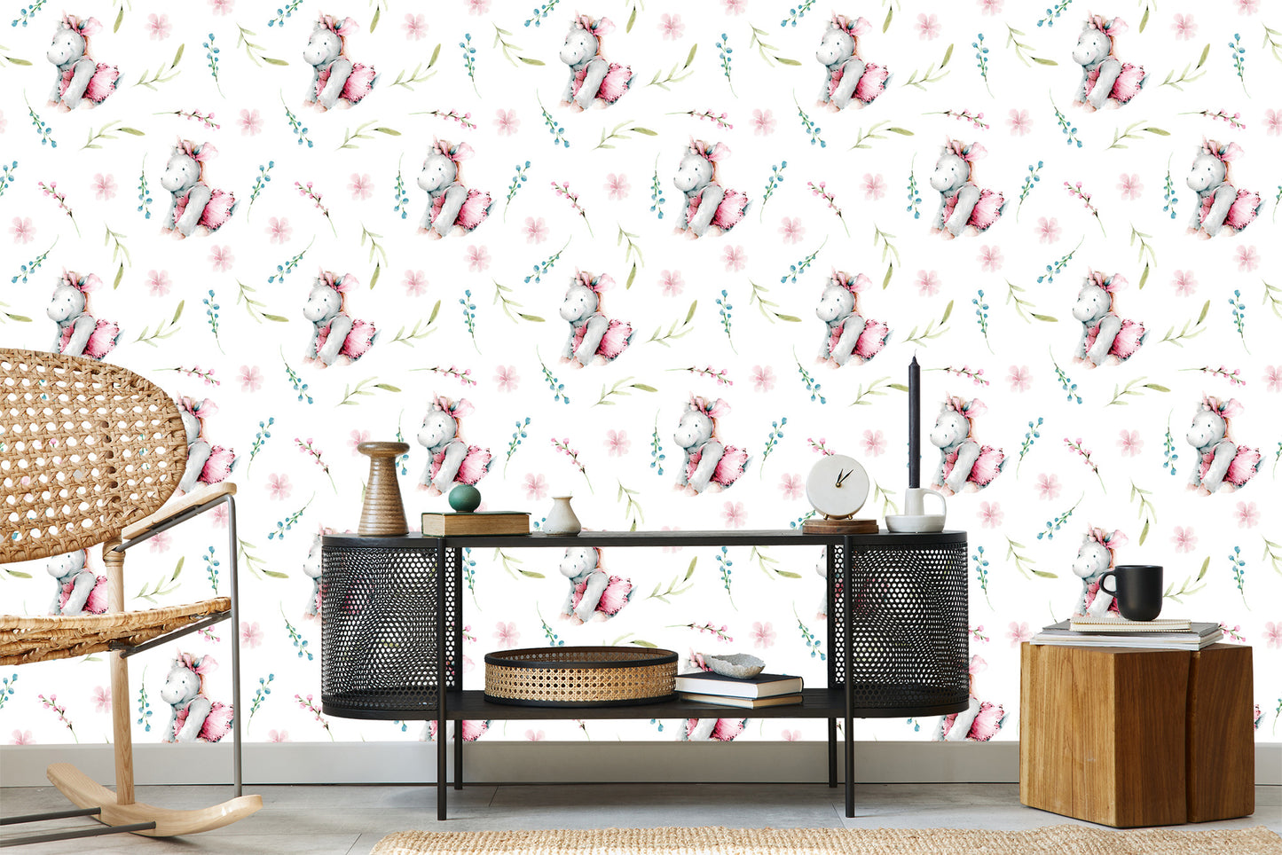 Wallpaper Unicorns Painted With Watercolor