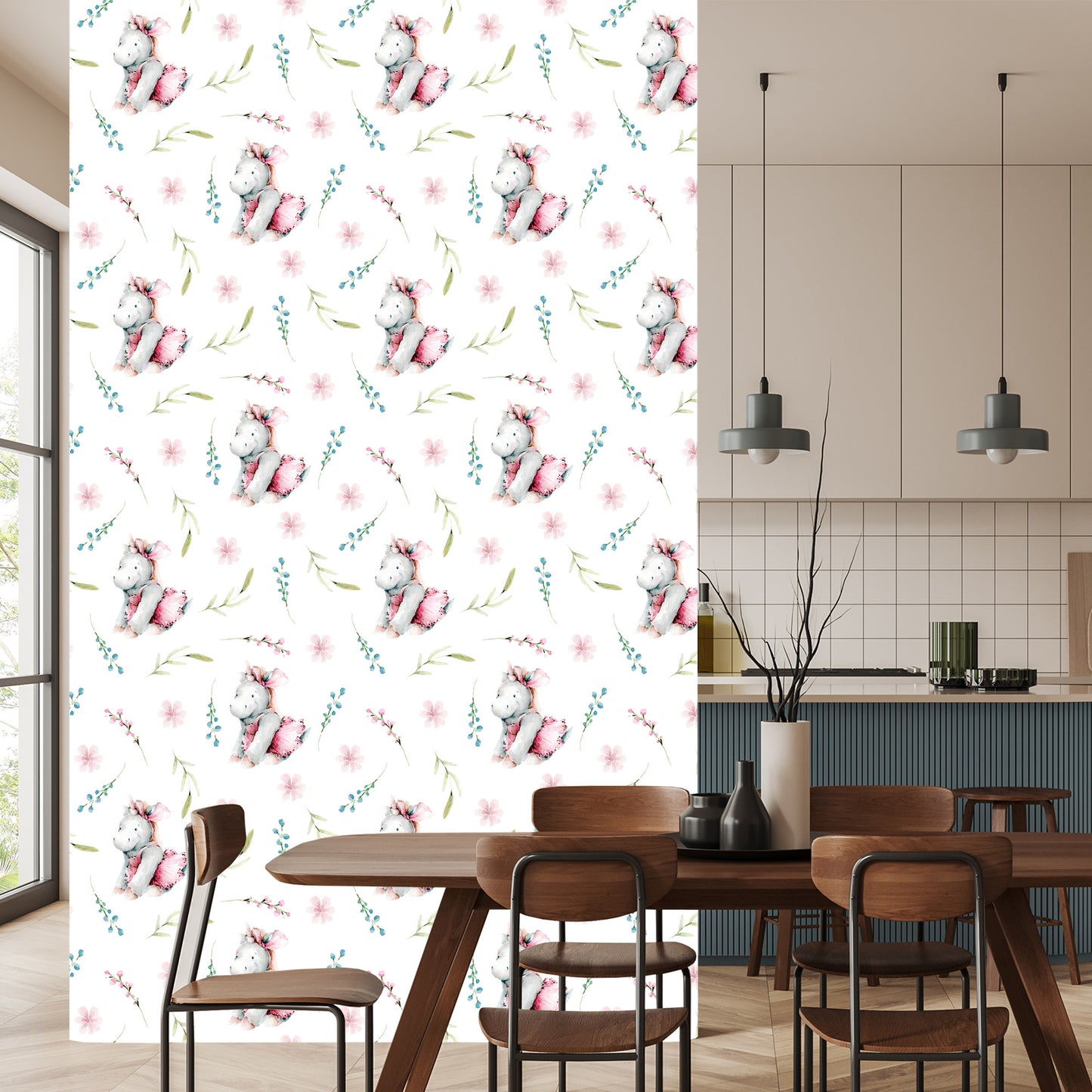 Wallpaper Unicorns Painted With Watercolor