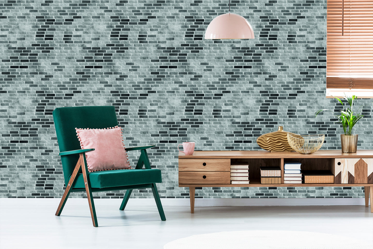 Wallpaper Modern Gray Brick Brick Effect 3D