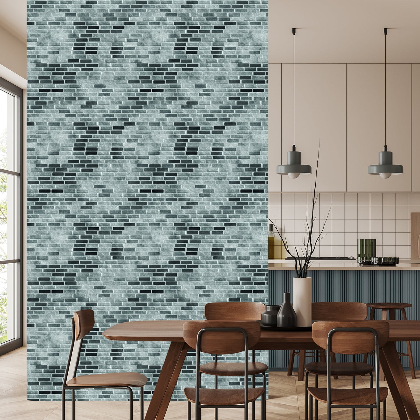 Wallpaper Modern Gray Brick Brick Effect 3D