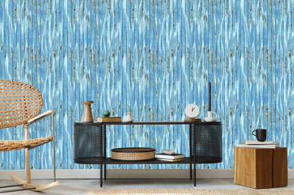 Wallpaper Blue Wooden Planks In Vintage Style