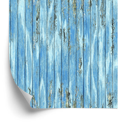 Wallpaper Blue Wooden Planks In Vintage Style