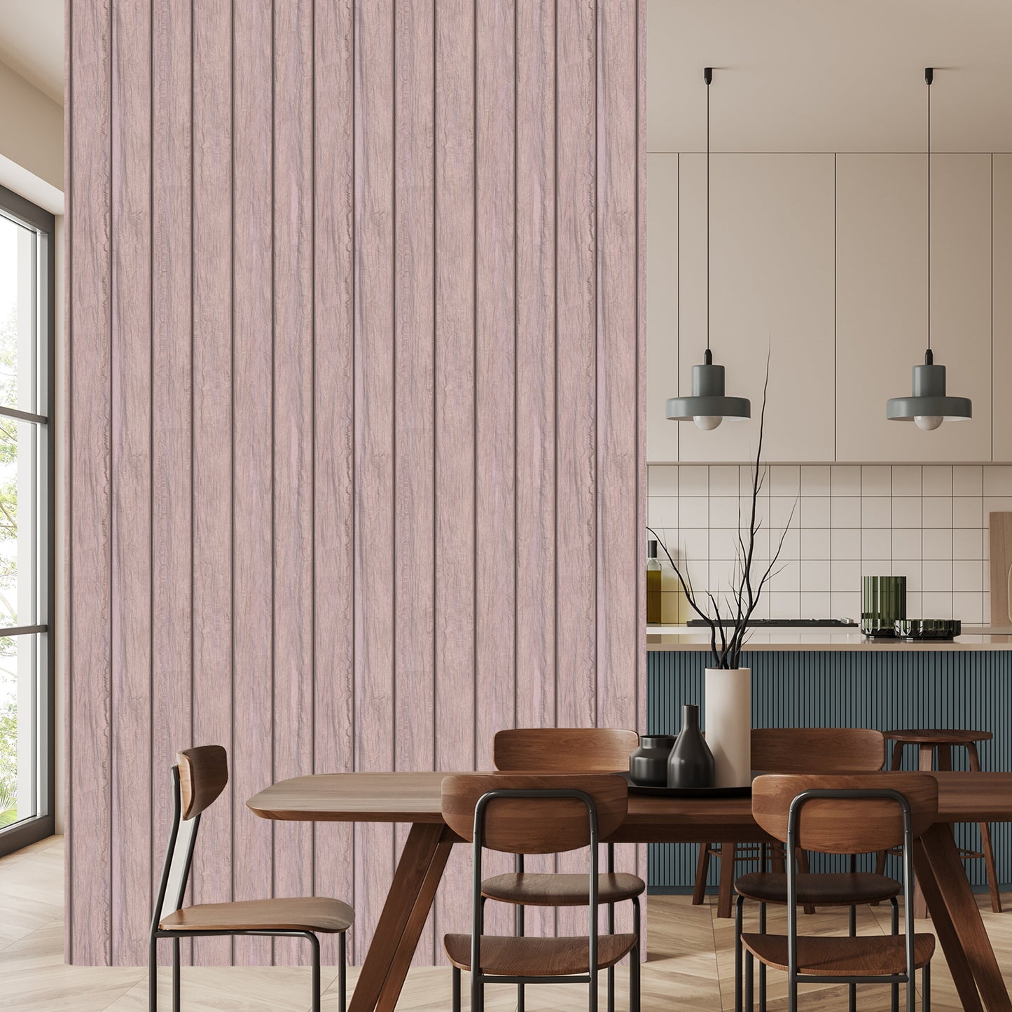 Wallpaper Wooden Planks In Pastel Colors