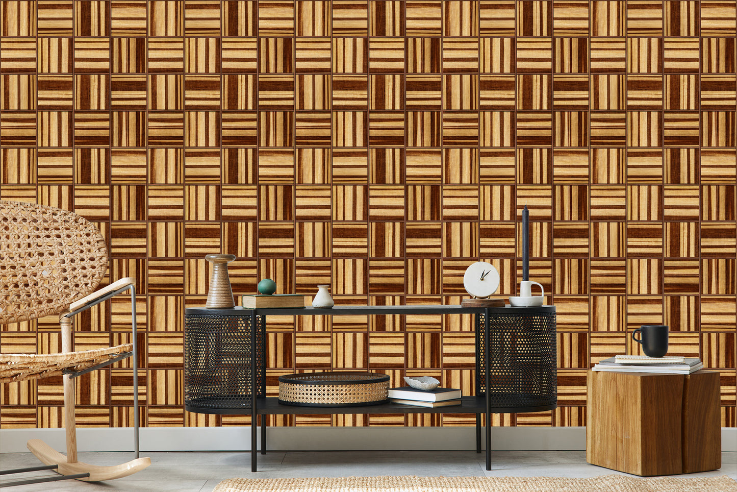 Wallpaper Wooden Mosaic