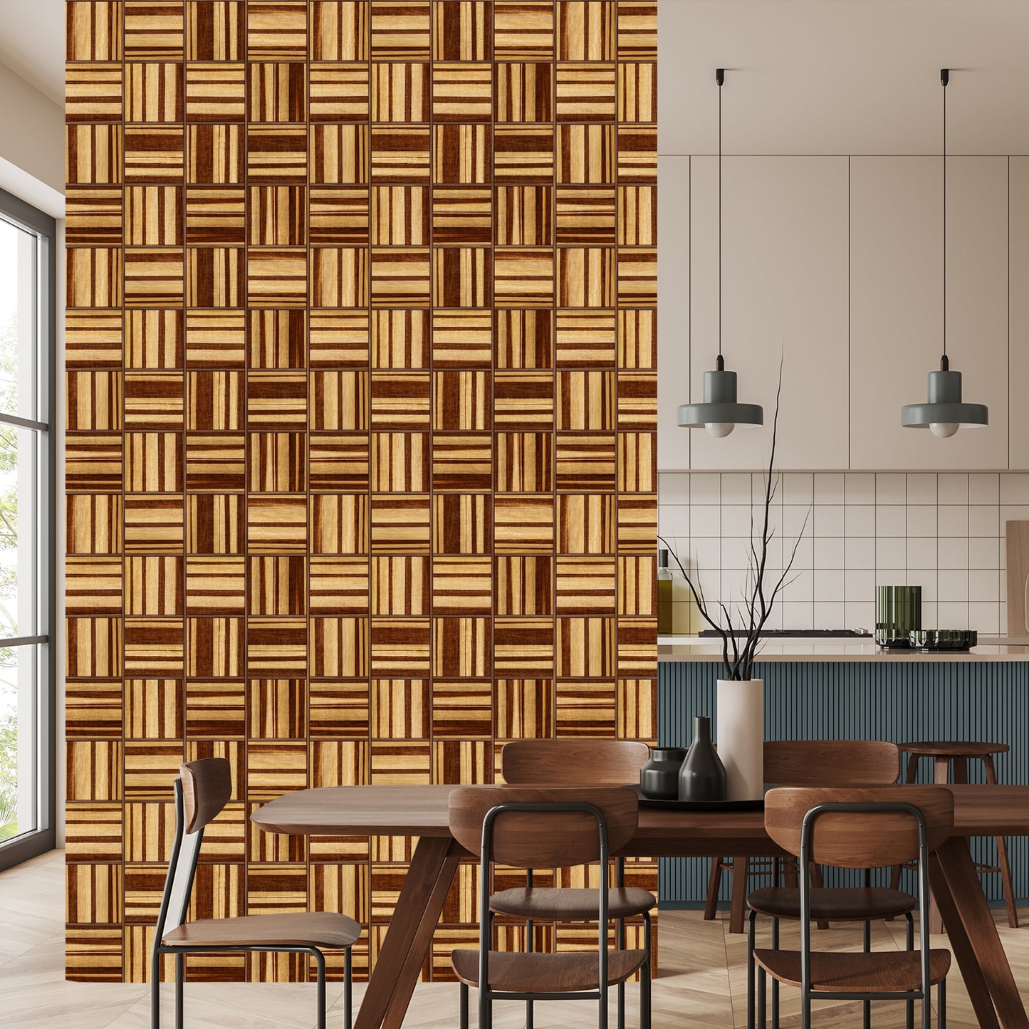Wallpaper Wooden Mosaic